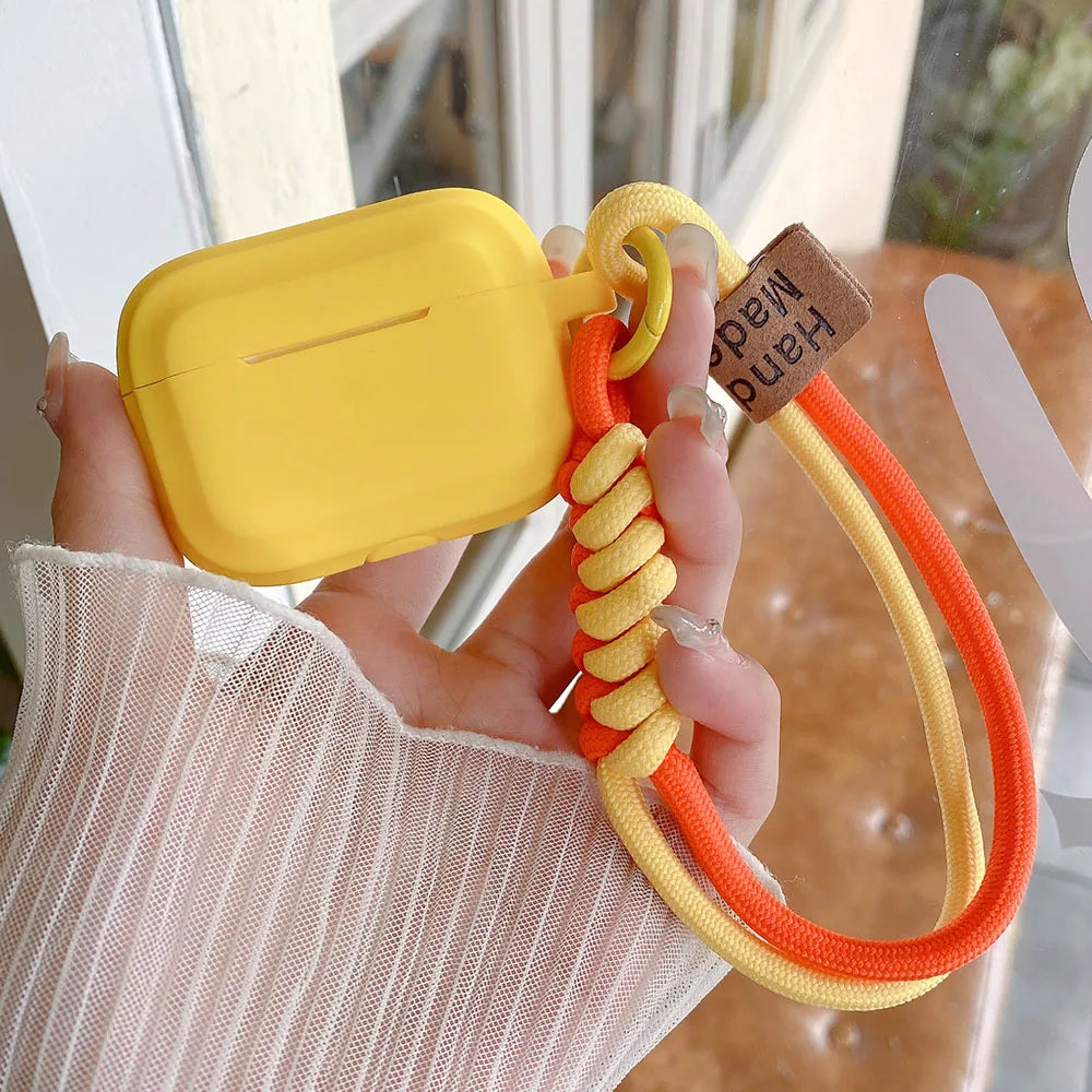 Funda de silicona suave Simple con correa de mano para Airpods