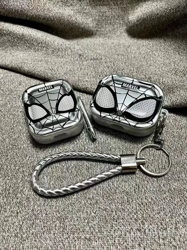 Funda plateada para auriculares de TPU a prueba de golpes con revestimiento de Spiderman para Airpods Pro 2, Funda para Airpods 1/2/3/4