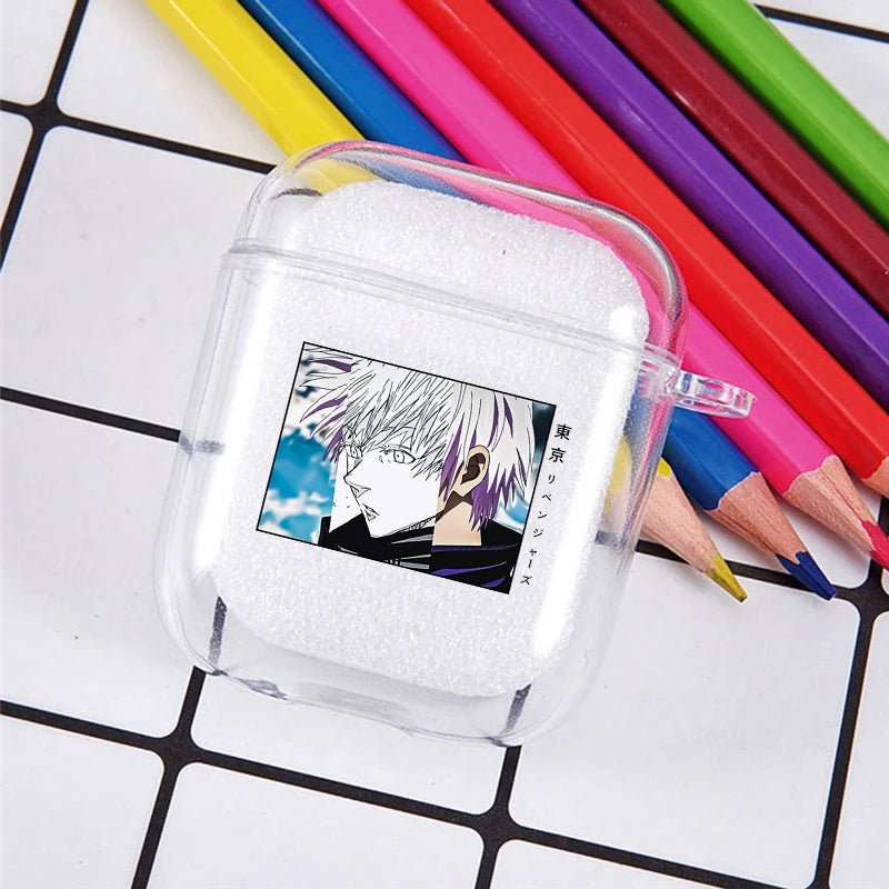 Funda transparente de TPU de Anime Jujutsu Kaisen para Airpods