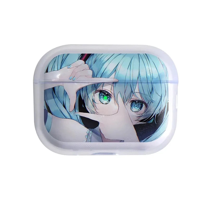 Funda transparente para auriculares Hatsune Miku para AirPods, diseño anime, funda protectora