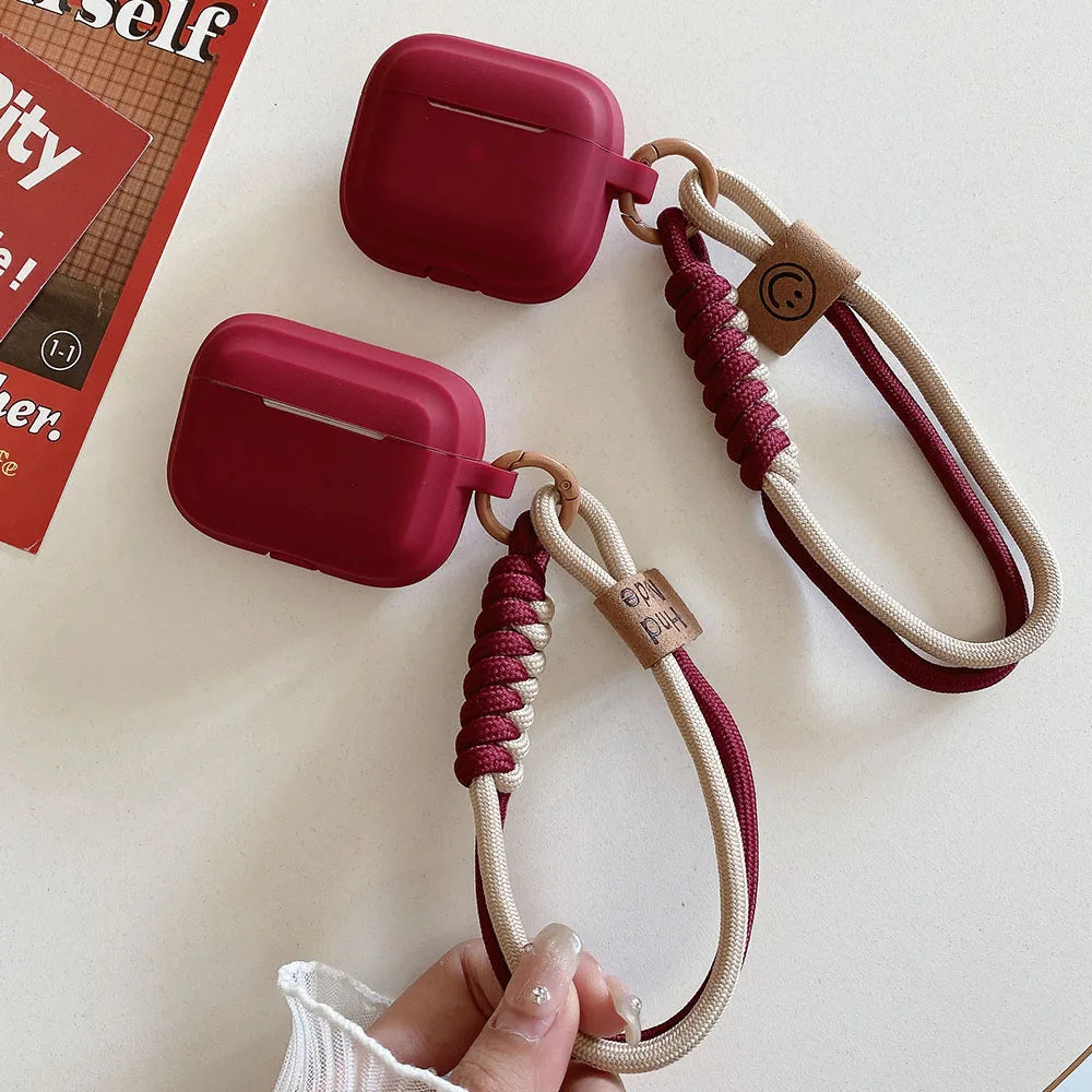 Funda de silicona suave Simple con correa de mano para Airpods