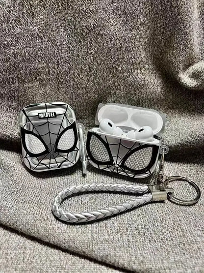 Funda plateada para auriculares de TPU a prueba de golpes con revestimiento de Spiderman para Airpods Pro 2, Funda para Airpods 1/2/3/4