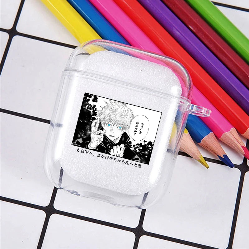Funda transparente de TPU de Anime Jujutsu Kaisen para Airpods