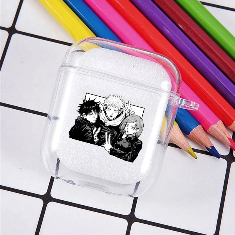 Funda transparente de TPU de Anime Jujutsu Kaisen para Airpods