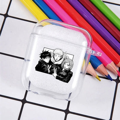 Funda transparente de TPU de Anime Jujutsu Kaisen para Airpods