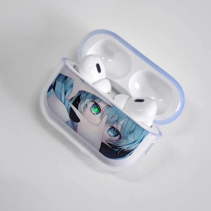Funda transparente para auriculares Hatsune Miku para AirPods, diseño anime, funda protectora
