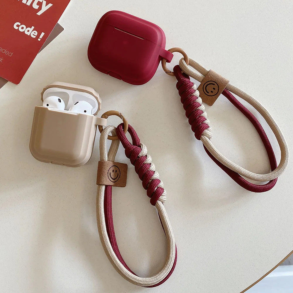 Funda de silicona suave Simple con correa de mano para Airpods