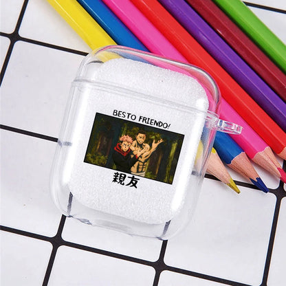 Funda transparente de TPU de Anime Jujutsu Kaisen para Airpods