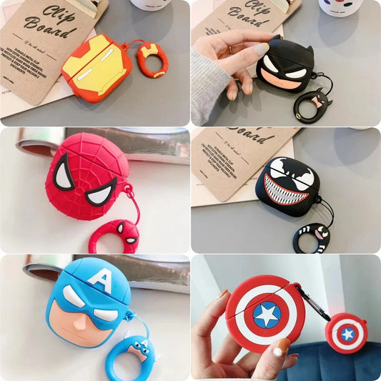 Funda protectora para Airpods, Spider-Man, Iron Man, Capitán América