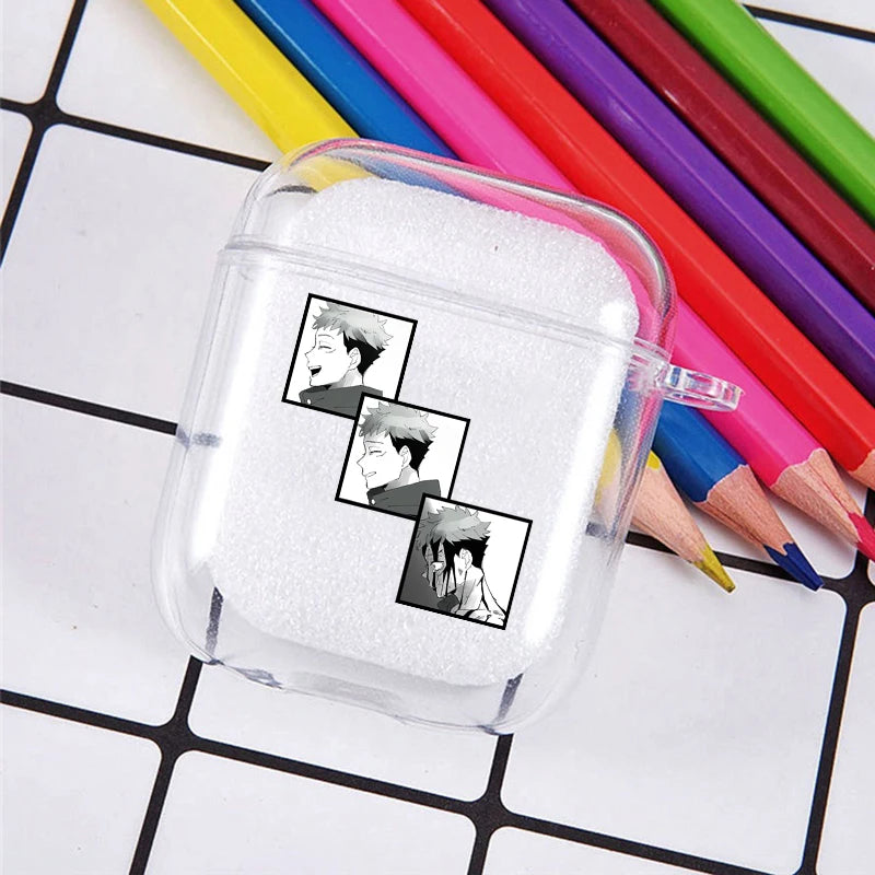 Funda transparente de TPU de Anime Jujutsu Kaisen para Airpods