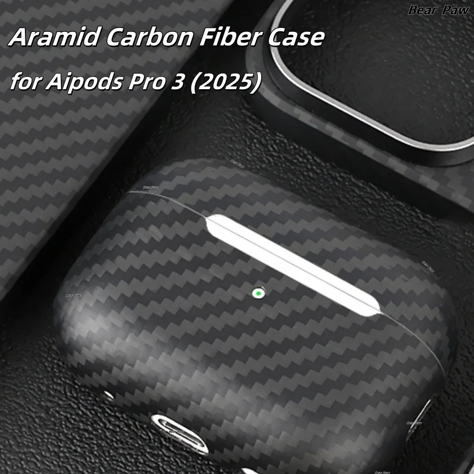 Para Airpods Pro 3 fundas de fibra de aramida fundas finas de fibra de carbono para auriculares para Airpods 4/Airpods Pro 2 3 cubierta de fibra de carbono Kevlar Real