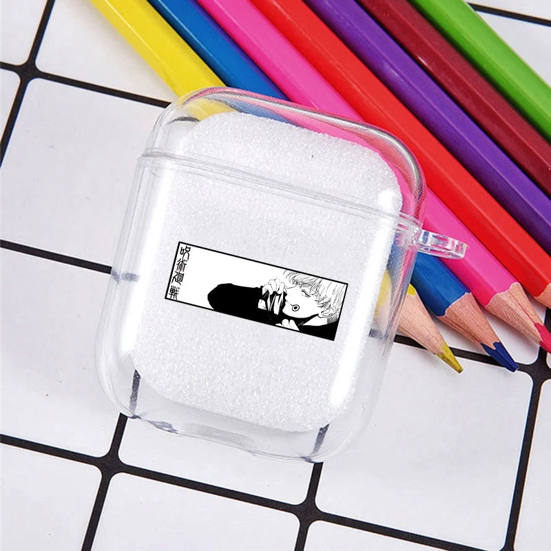 Funda transparente de TPU de Anime Jujutsu Kaisen para Airpods