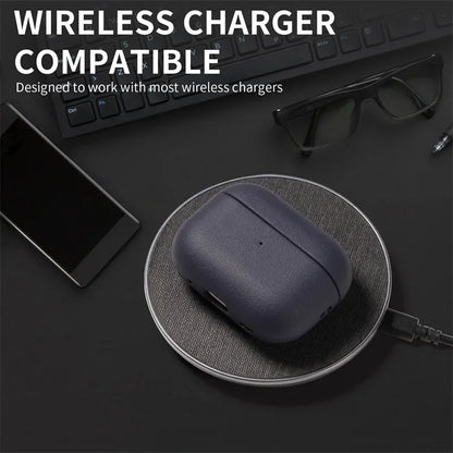 Funda de cuero de grano para AirpPods