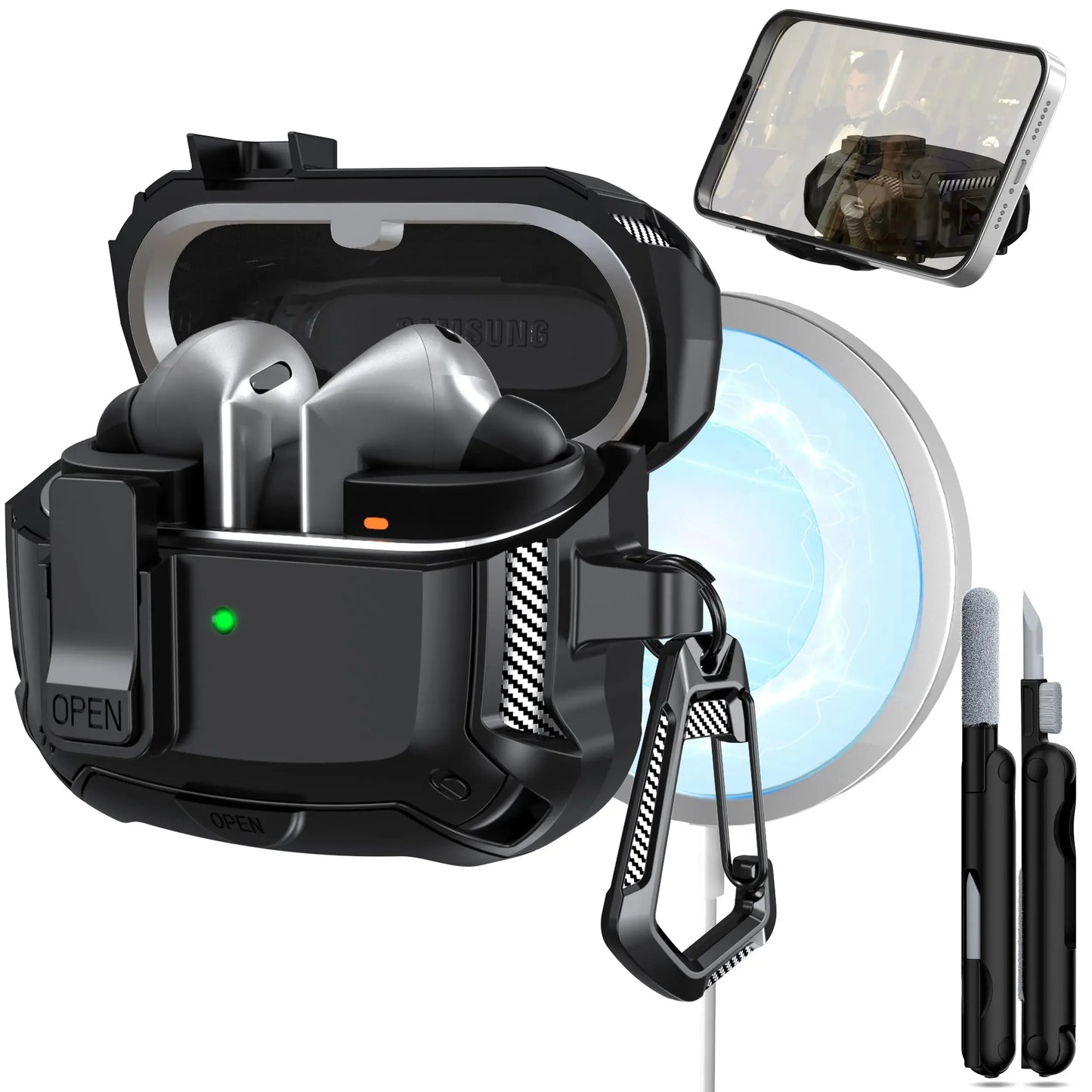 Funda Para Samsung Galaxy Buds con kit de limpieza Funda con cerradura