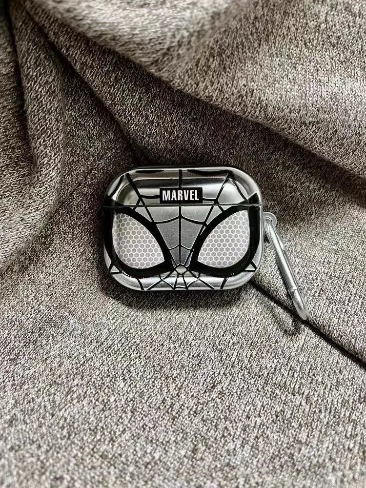 Funda plateada para auriculares de TPU a prueba de golpes con revestimiento de Spiderman para Airpods Pro 2, Funda para Airpods 1/2/3/4