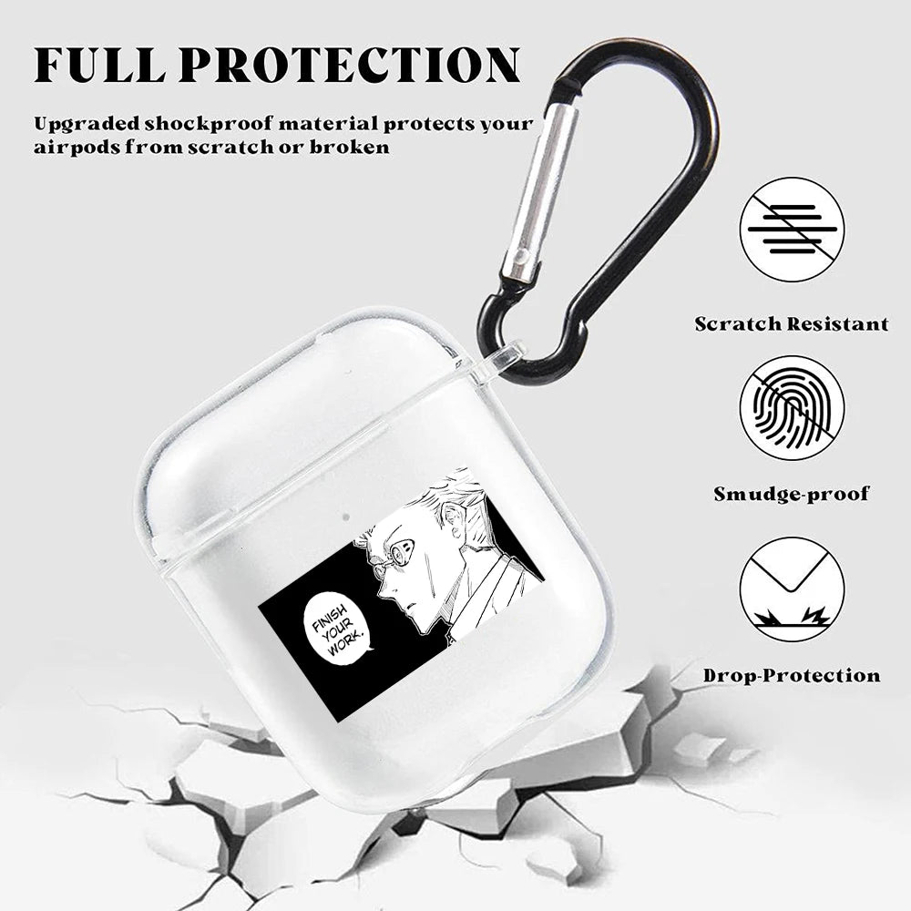 Funda transparente de TPU de Anime Jujutsu Kaisen para Airpods