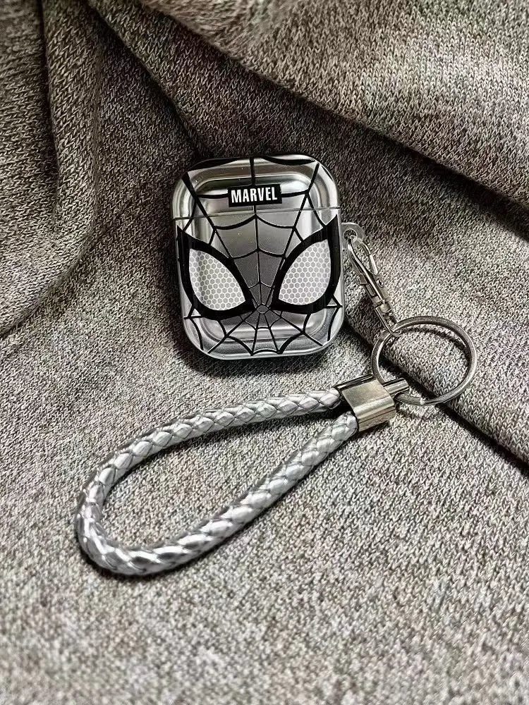 Funda plateada para auriculares de TPU a prueba de golpes con revestimiento de Spiderman para Airpods Pro 2, Funda para Airpods 1/2/3/4