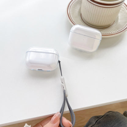 Funda transparente de TPU suave para auriculares Airpods 4, 3, 2, 1 Pro Pro2 Pro 3, a prueba de golpes con correa de cordón
