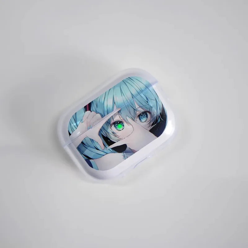 Funda transparente para auriculares Hatsune Miku para AirPods, diseño anime, funda protectora