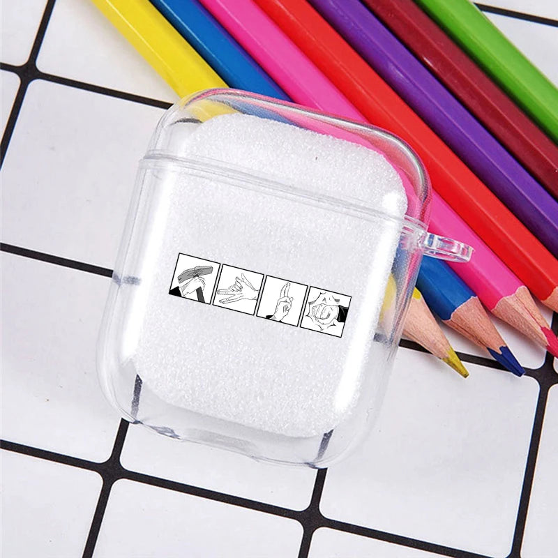 Funda transparente de TPU de Anime Jujutsu Kaisen para Airpods