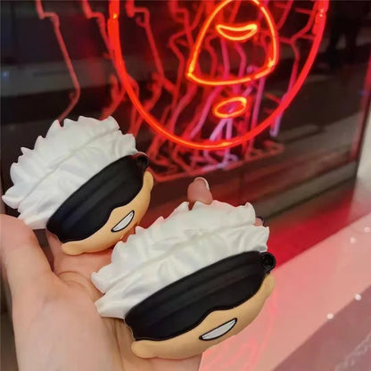 Funda de silicona con dibujos animados para Airpods Pro, caja de carga de auriculares con diseño creativo 3D, Anime Satoru Gojo