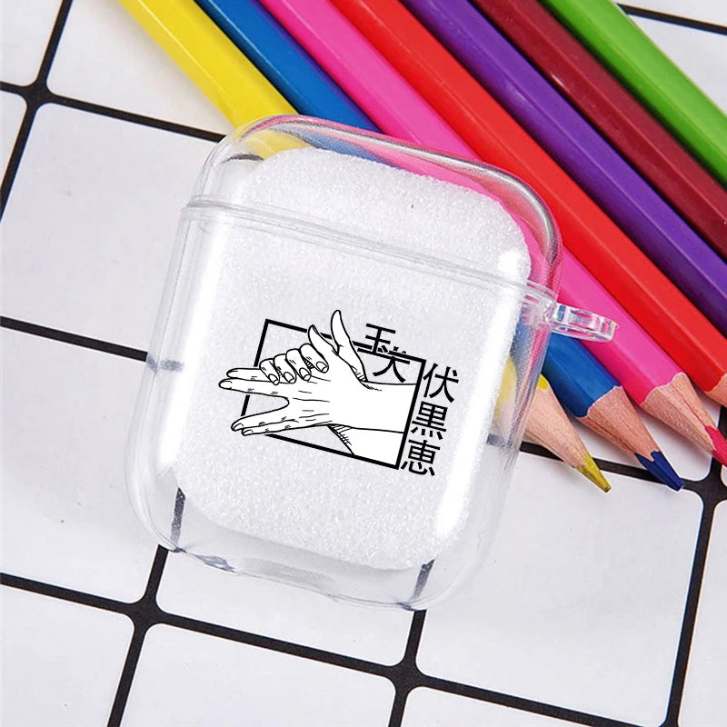 Funda transparente de TPU de Anime Jujutsu Kaisen para Airpods