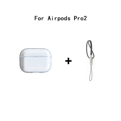 Funda transparente de TPU suave para auriculares Airpods 4, 3, 2, 1 Pro Pro2 Pro 3, a prueba de golpes con correa de cordón