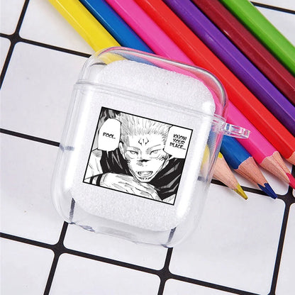 Funda transparente de TPU de Anime Jujutsu Kaisen para Airpods