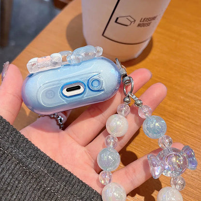 Funda para auriculares con lazo bonito degradado, colgante de cristal con forma de flor DIY para Samsung Galaxy