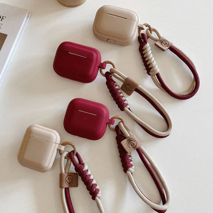 Funda de silicona suave Simple con correa de mano para Airpods