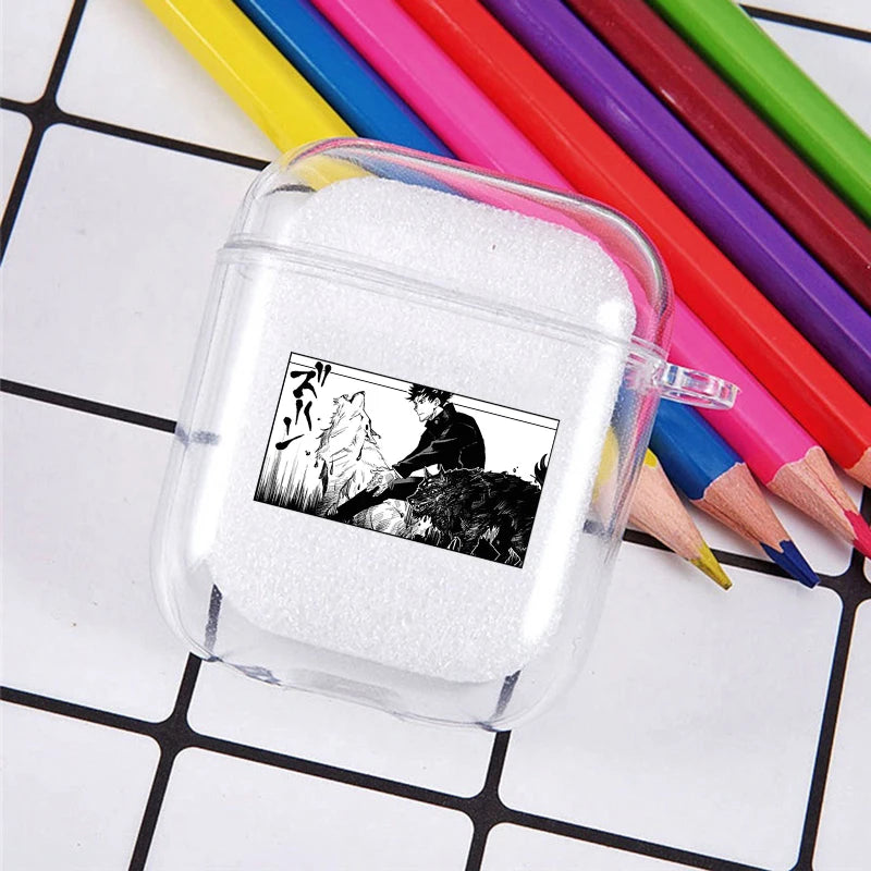 Funda transparente de TPU de Anime Jujutsu Kaisen para Airpods