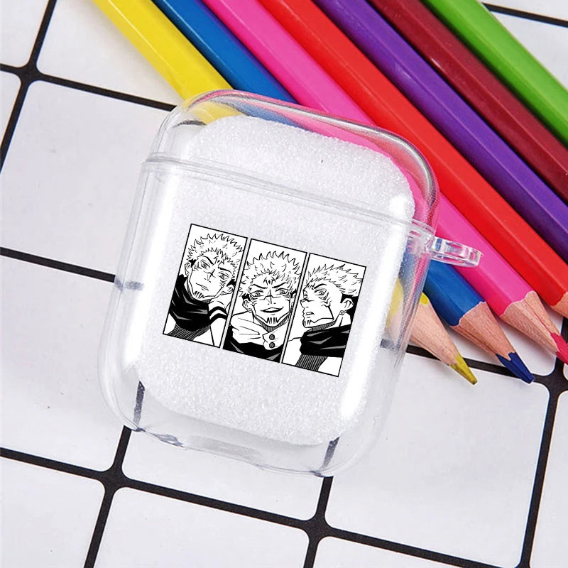 Funda transparente de TPU de Anime Jujutsu Kaisen para Airpods