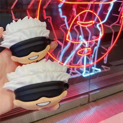 Funda de silicona con dibujos animados para Airpods Pro, caja de carga de auriculares con diseño creativo 3D, Anime Satoru Gojo