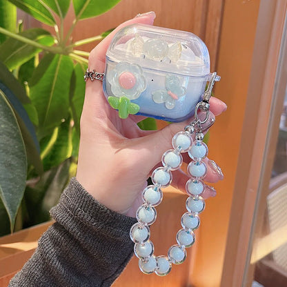 Funda para auriculares con lazo bonito degradado, colgante de cristal con forma de flor DIY para Samsung Galaxy
