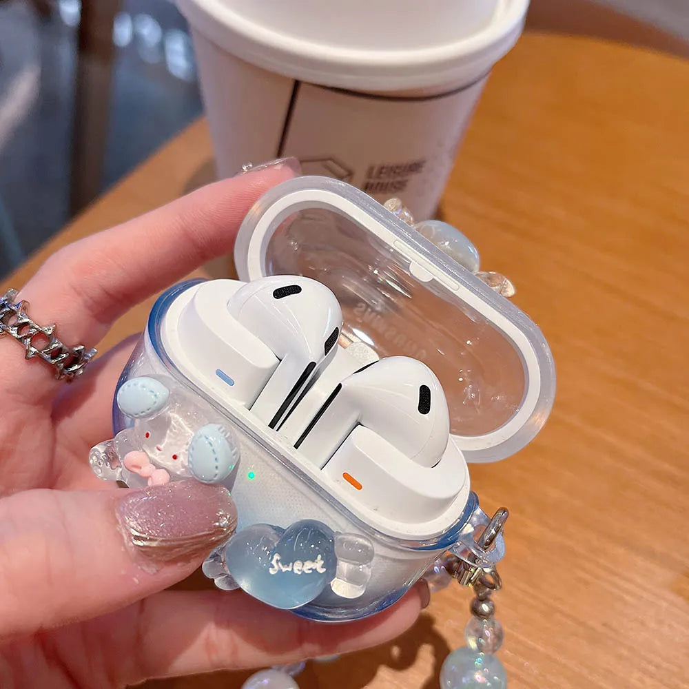 Funda para auriculares con lazo bonito degradado, colgante de cristal con forma de flor DIY para Samsung Galaxy