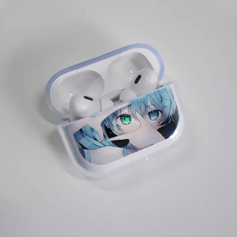 Funda transparente para auriculares Hatsune Miku para AirPods, diseño anime, funda protectora