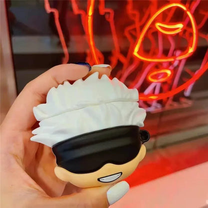Funda de silicona con dibujos animados para Airpods Pro, caja de carga de auriculares con diseño creativo 3D, Anime Satoru Gojo