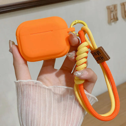 Funda de silicona suave Simple con correa de mano para Airpods