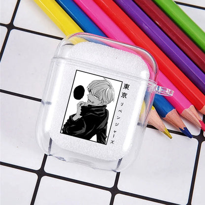Funda transparente de TPU de Anime Jujutsu Kaisen para Airpods