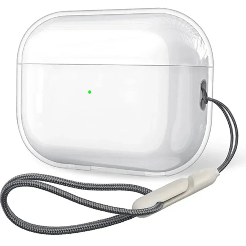 Funda transparente de TPU suave para auriculares Airpods 4, 3, 2, 1 Pro Pro2 Pro 3, a prueba de golpes con correa de cordón